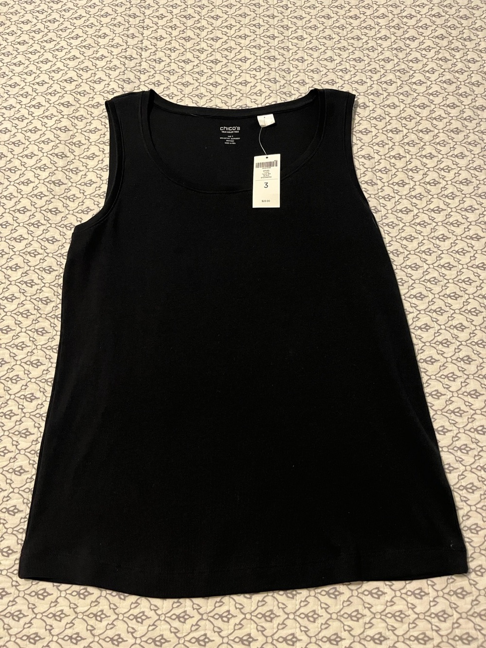 Chico's Black Scoop Neck Tank Top Sleeveless Size 3 L/XL